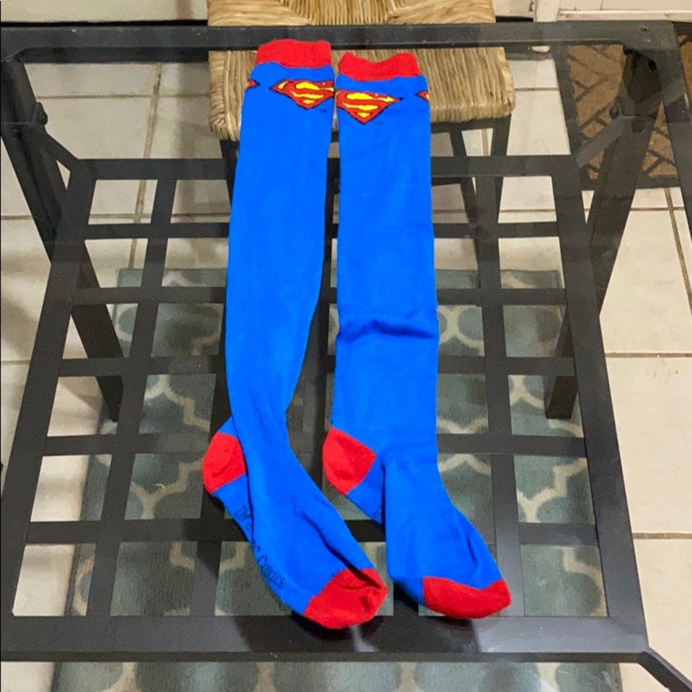 Superman / supergirl knee high socks